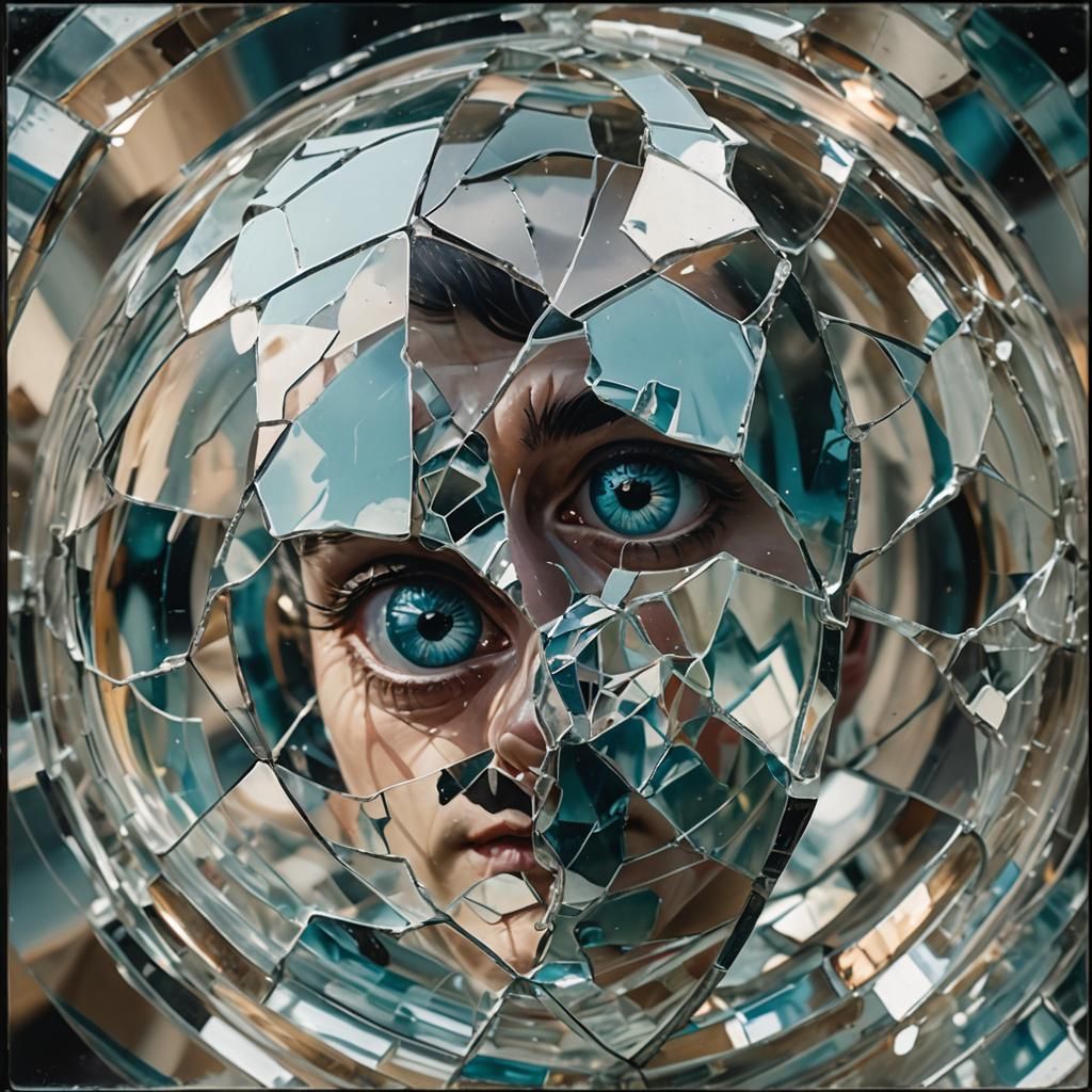 Surreal Faces in Fractured Sphere: a 3D Rendering