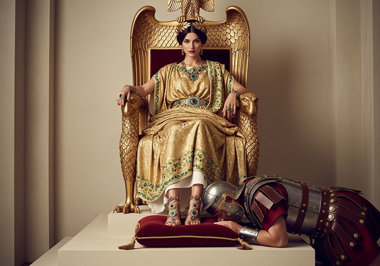 Majestic Roman Empress on Golden Throne