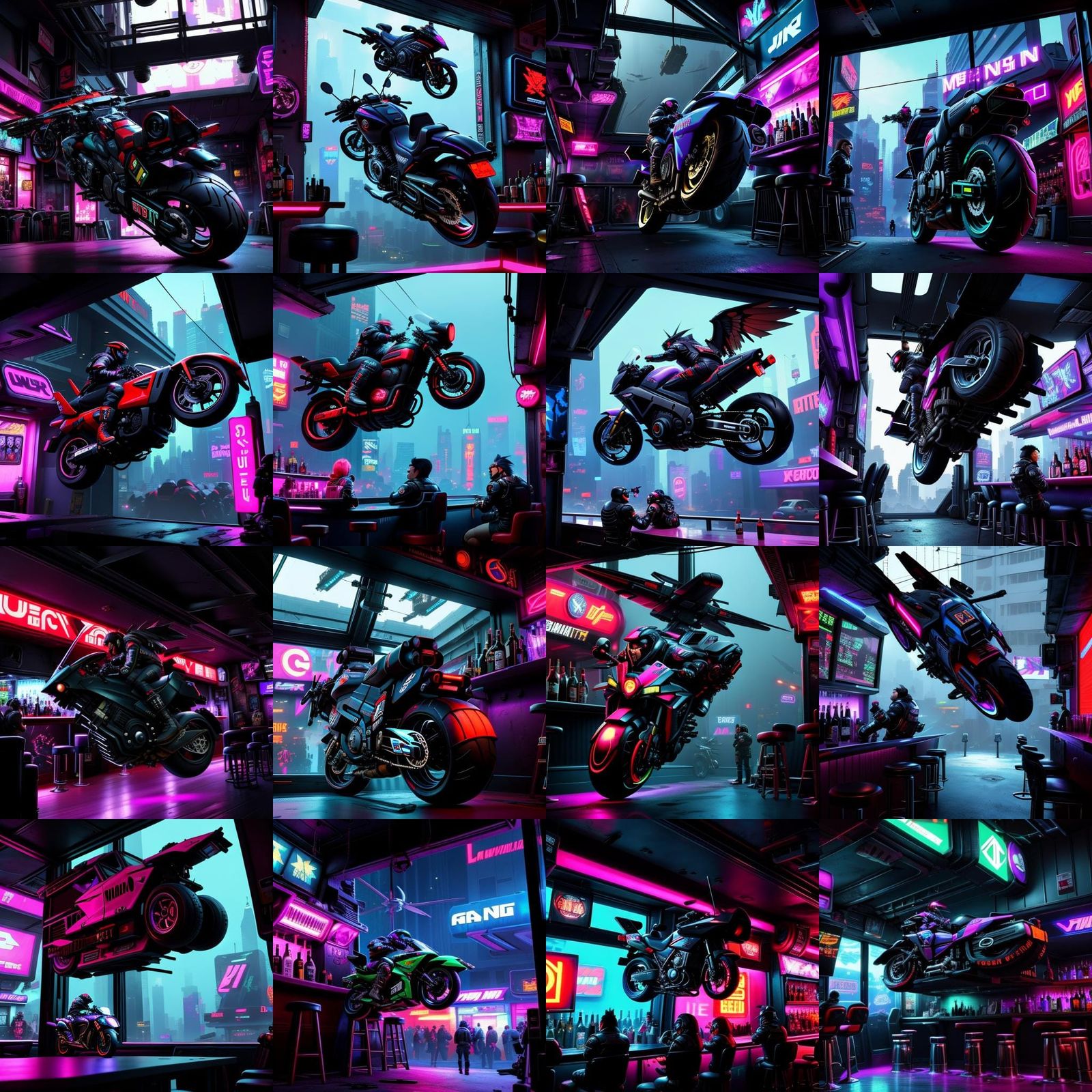 Cyberpunk Motorcycle Crash Ignites Bar Fight