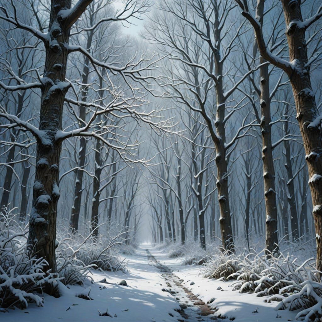 Snowstorm in Forest in Digital Art Style