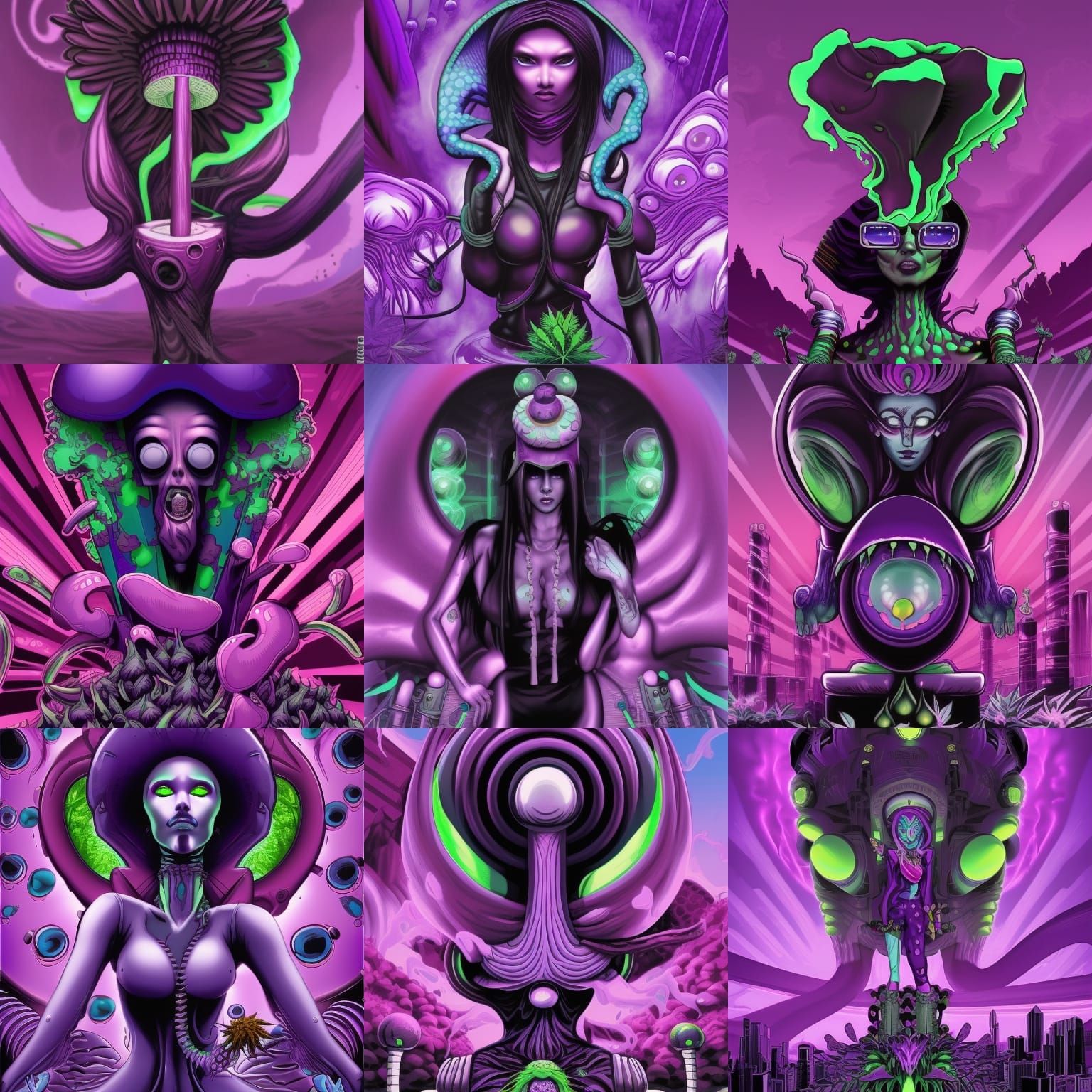 Cyberpunk Mushroom Monster in Hypercolor Psychedelic World