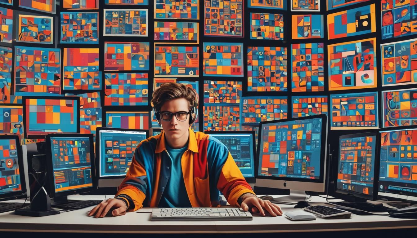 Pop Art Tech Worker in Bauhaus Style