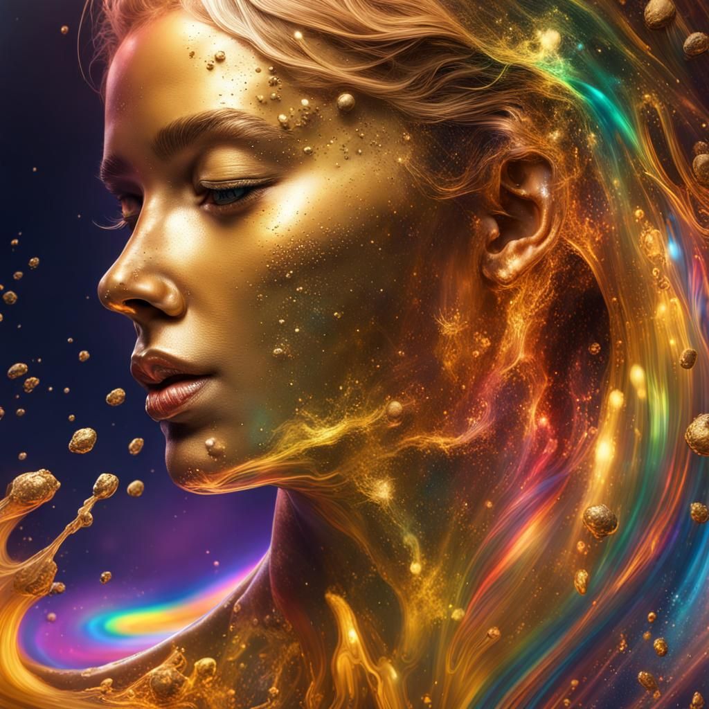 Rainbow Galaxy in Hyperrealistic Splash Art