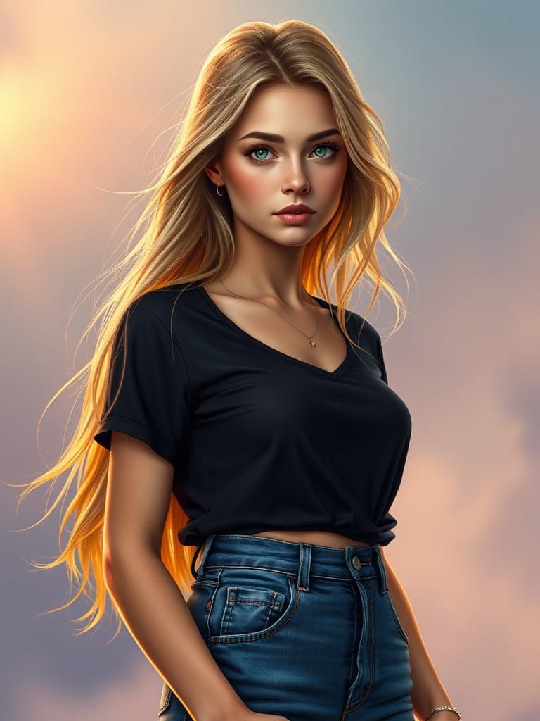 Confident Goddess in Sunset Glow