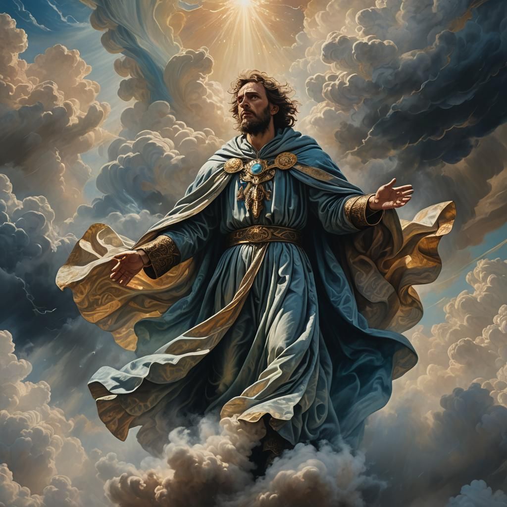 Zealous Air God in Mystical Painterly Realm