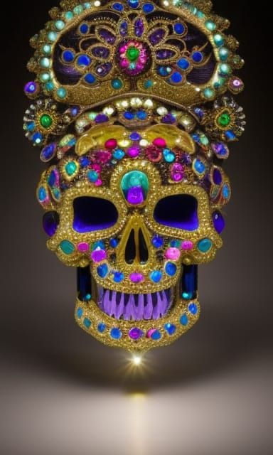 Bejeweled Grinning Skull