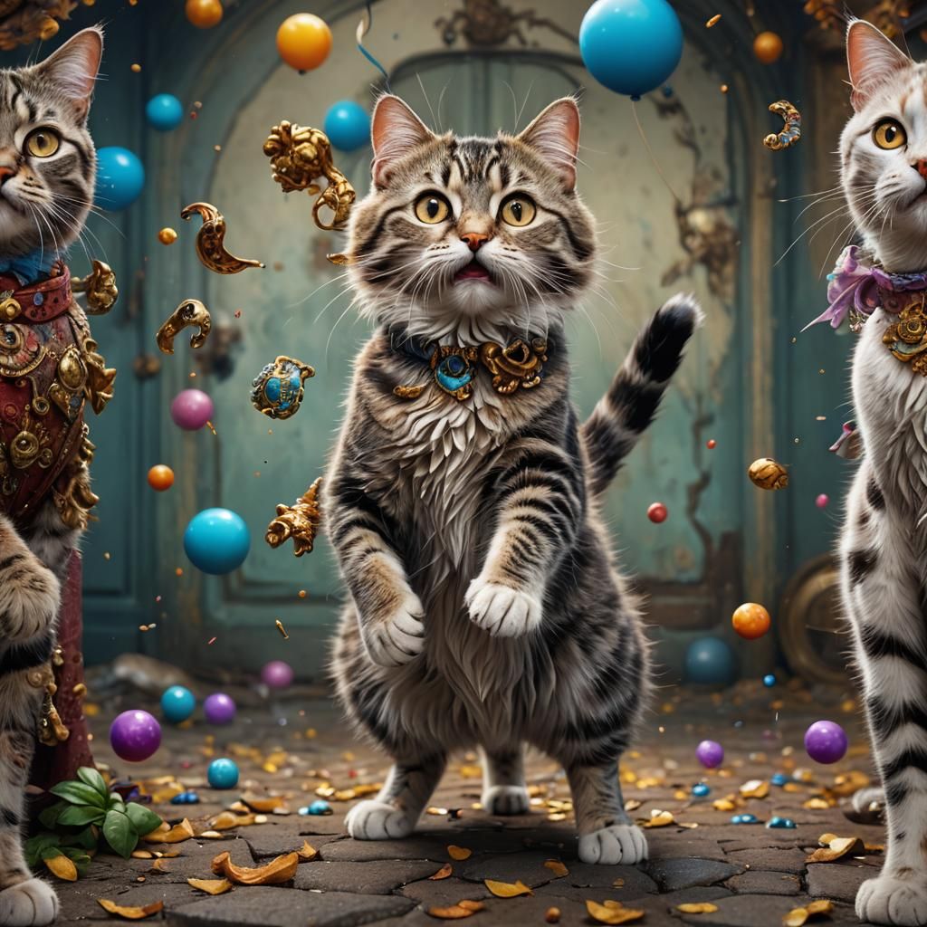 Whimsical Cute Cat Matte Painting in Detailed Fantasy Art