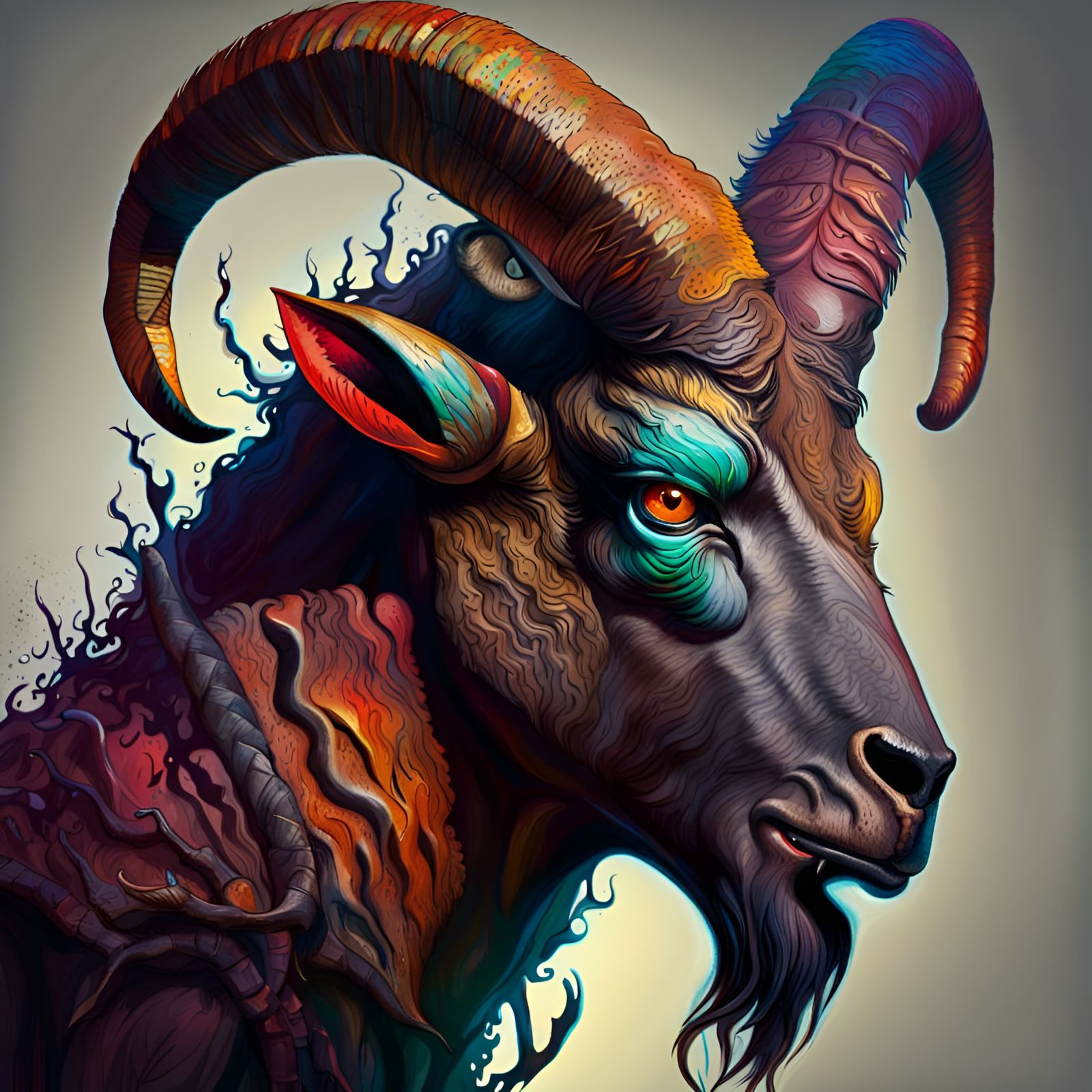 Terrifying Devil Portrait in Hyperrealistic Splash Art