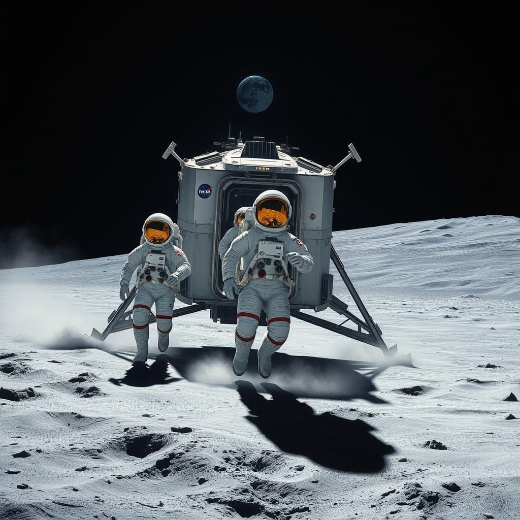 NASA Spaceship Lands on the Moon