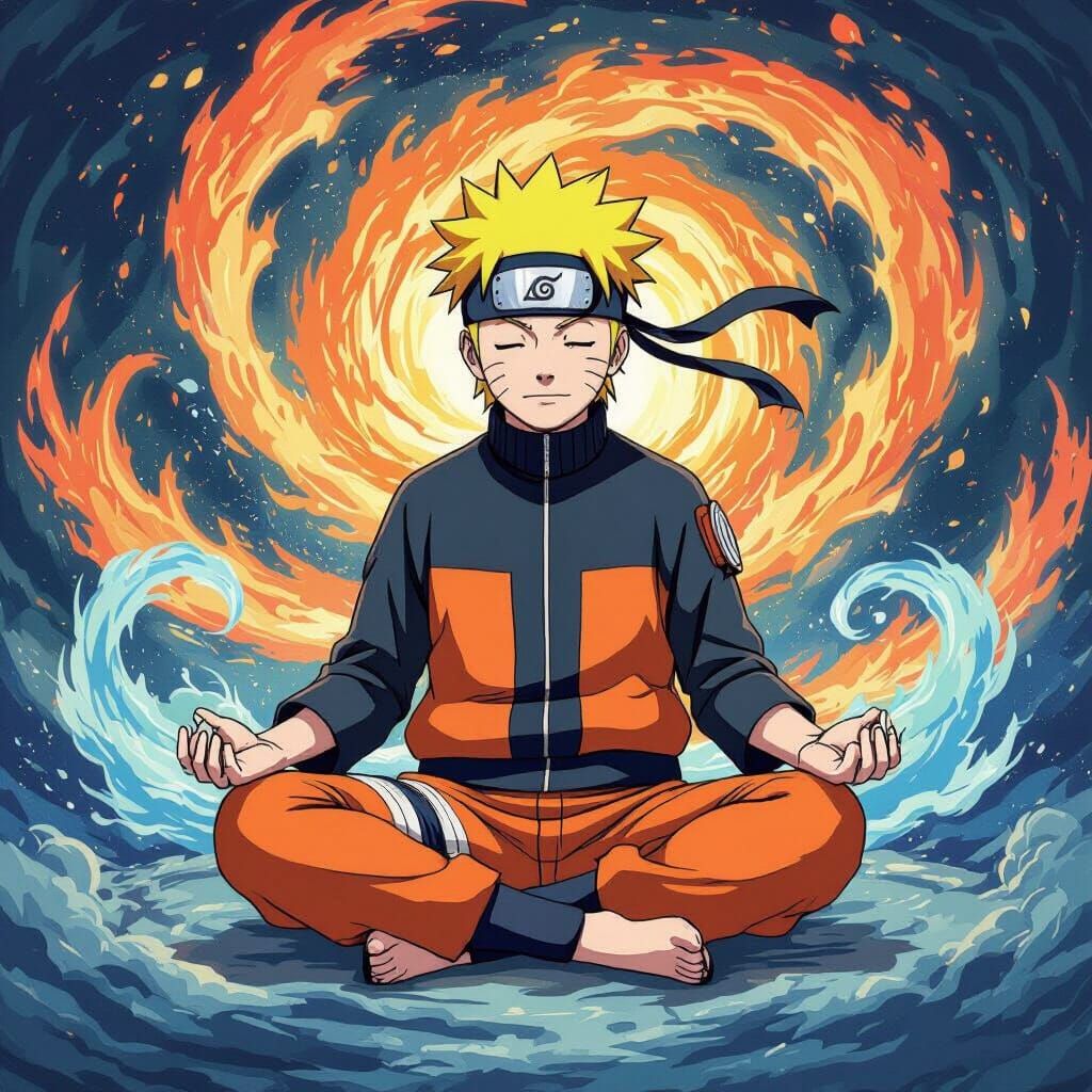 Naruto in Meditation with Swirling Chakra