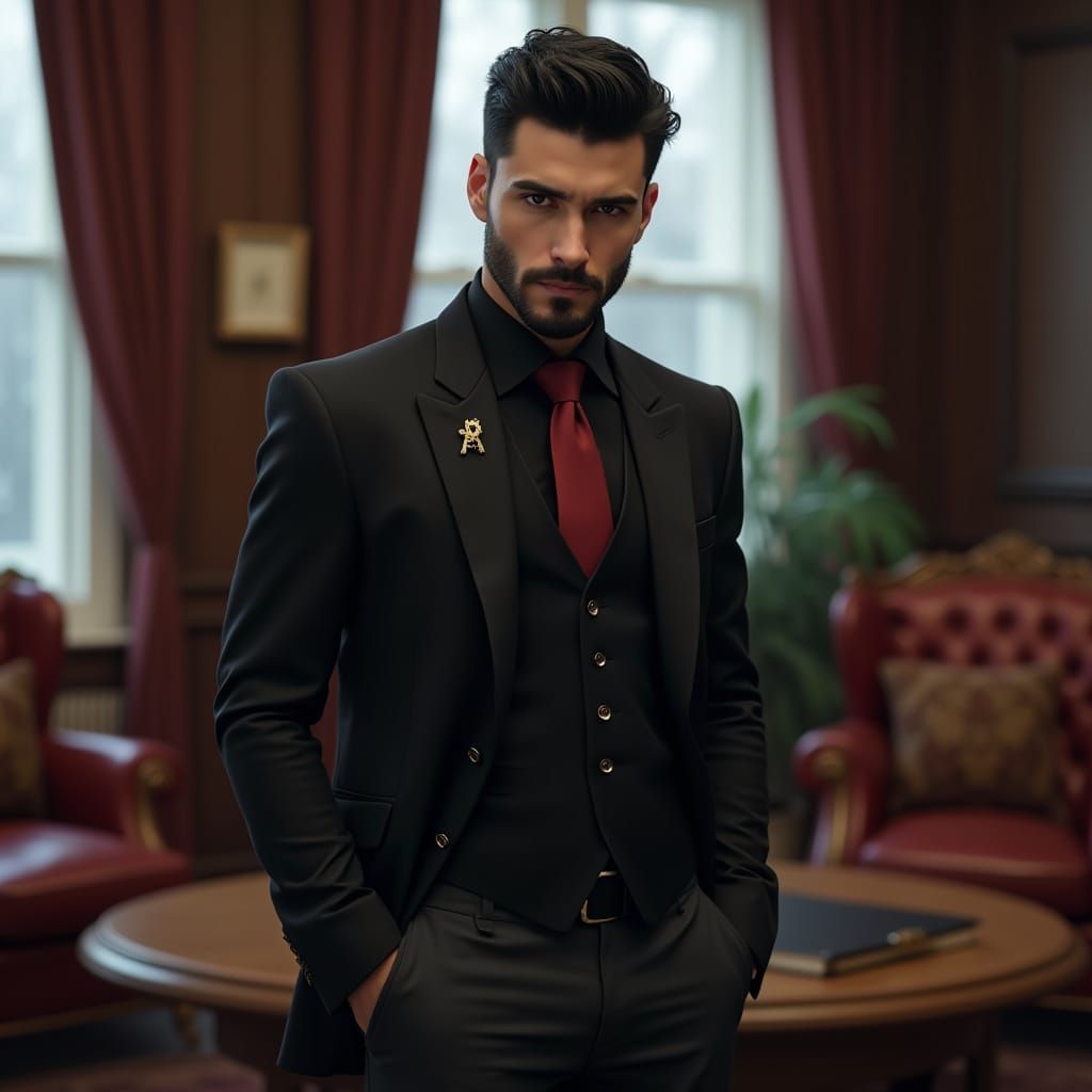 Photorealistic Portrait of Man in Luxurious Room