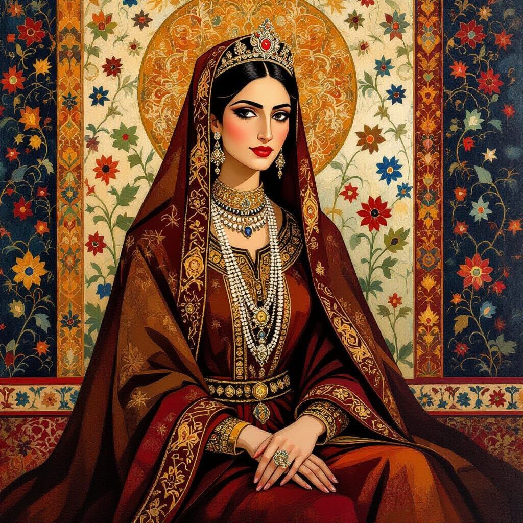 Iranian Queen in Opulent Robes, 1446 AD