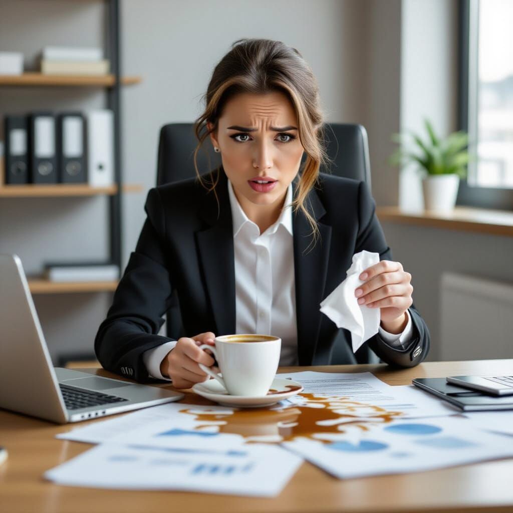 Secretary Spills Coffee in Office Accident