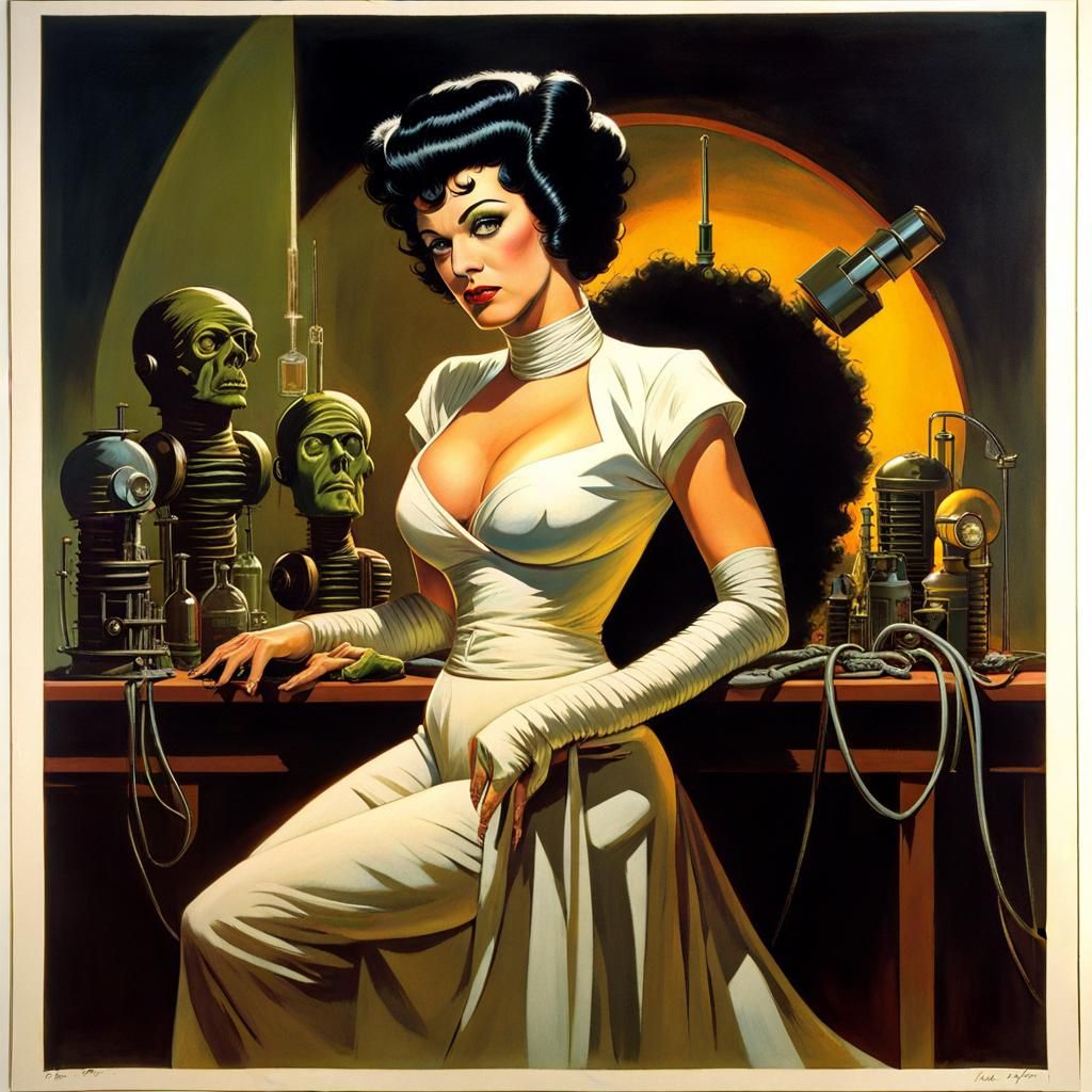 Bride of Frankenstein Pinup in Comic Style