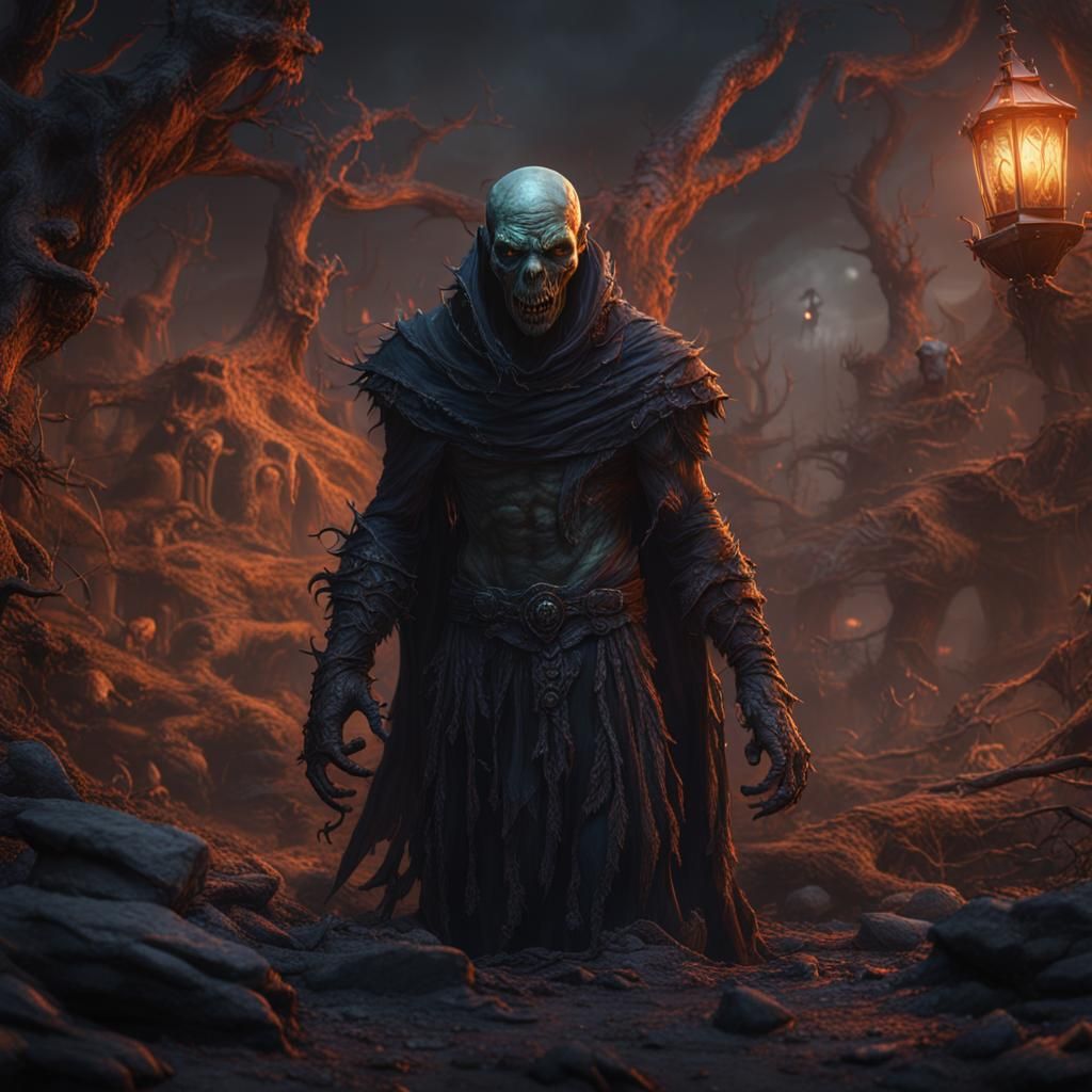 Fantastical Ghoul in Detailed Matte Painting