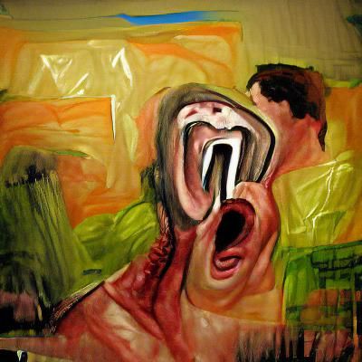 Screaming Man: A Horror Painting of Pain