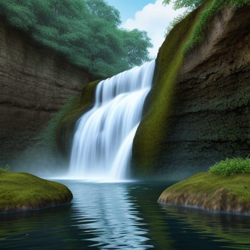 Majestic Realistic Waterfall Scene