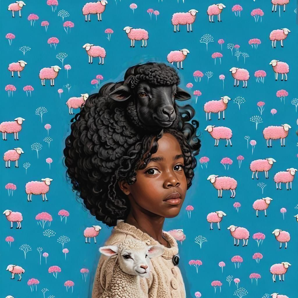 Beige Sheep Curls Dress: Whimsical Fashion