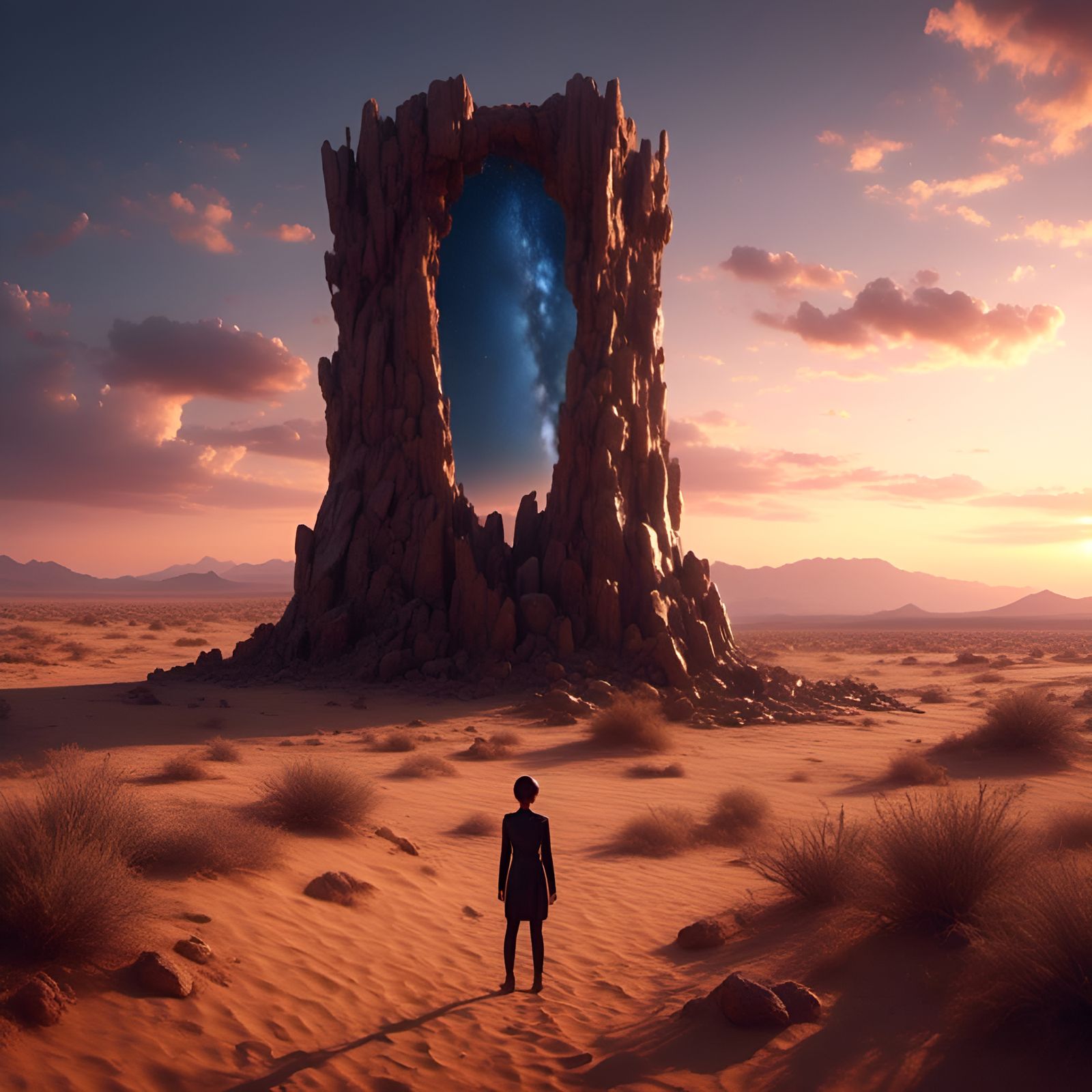 Desert Monolith in Animation Style