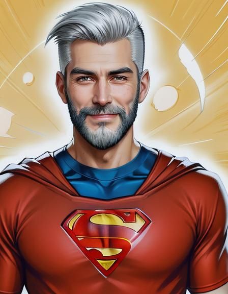 Joyful Superman Comic Sketch with Planets