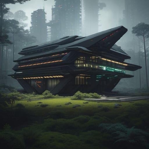 Cybersolarpunk hybrid style housing.