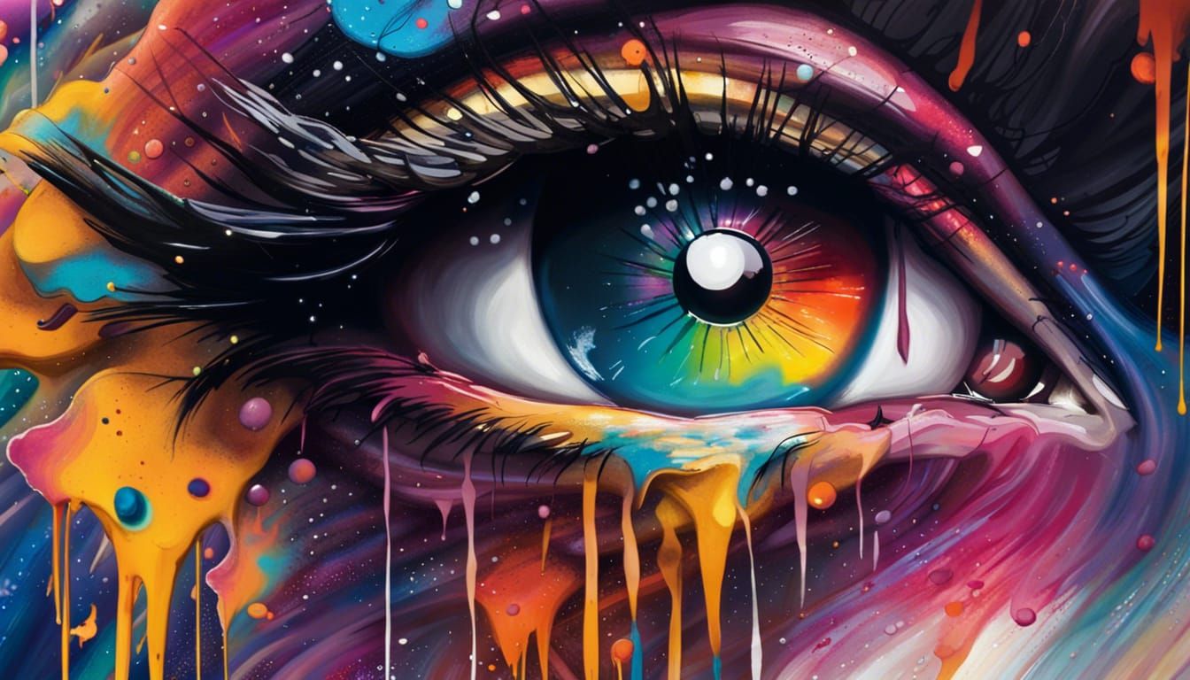 Colorful Nebula Eye in Graffiti Street Art Style