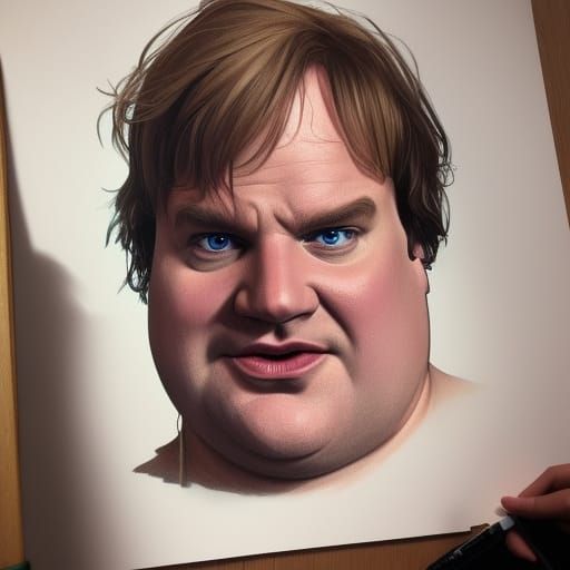Detailed Portrait of Chris Farley in Artstation Style