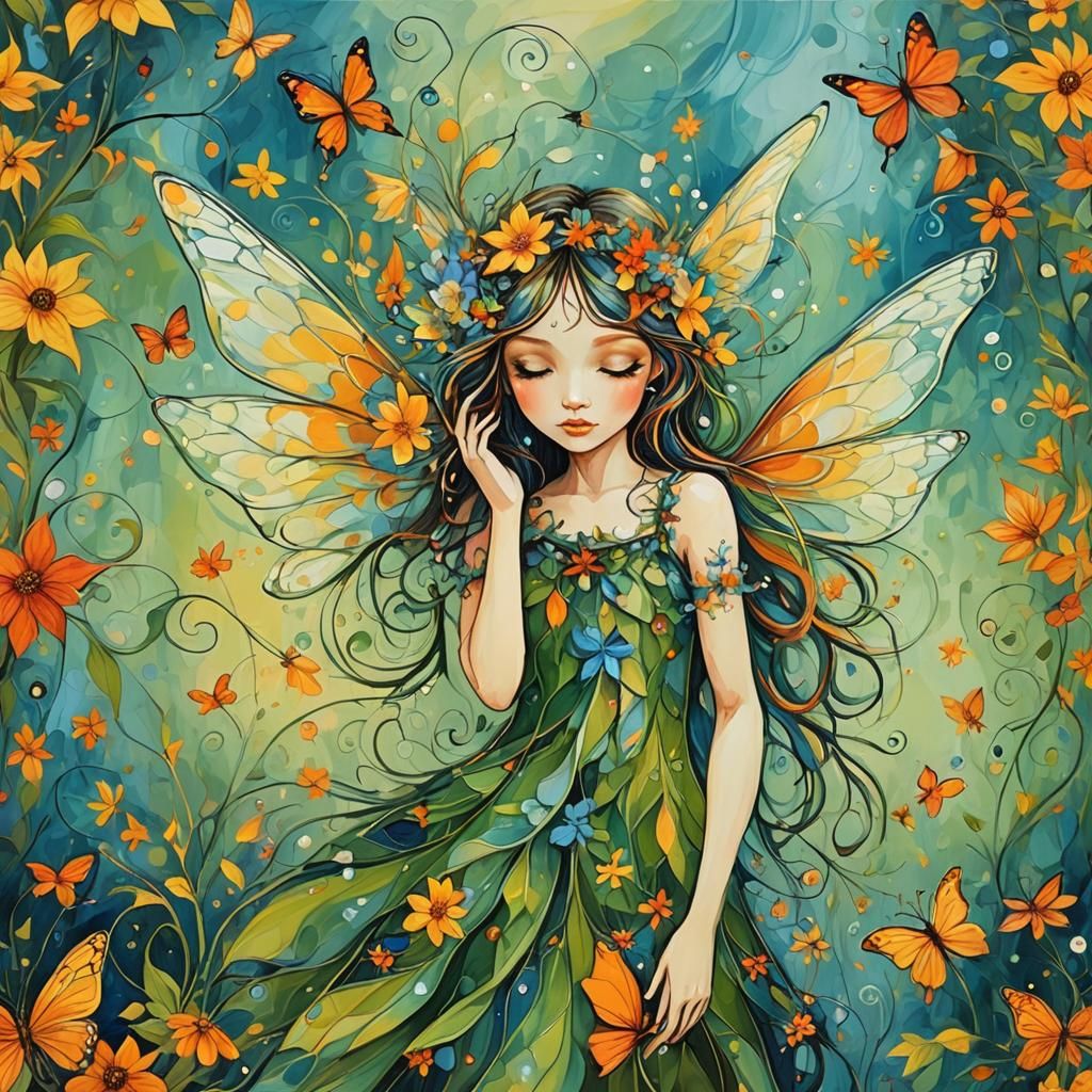 Abstract Summer Fairy with Fine Details