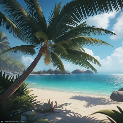 Woman Reading on Beach in 3D Game Cinematic Style