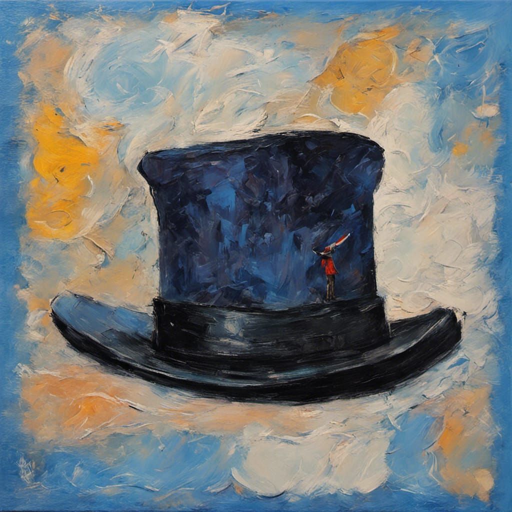 Minimalist Book Cover: Top Hat and Folder in Impasto Style