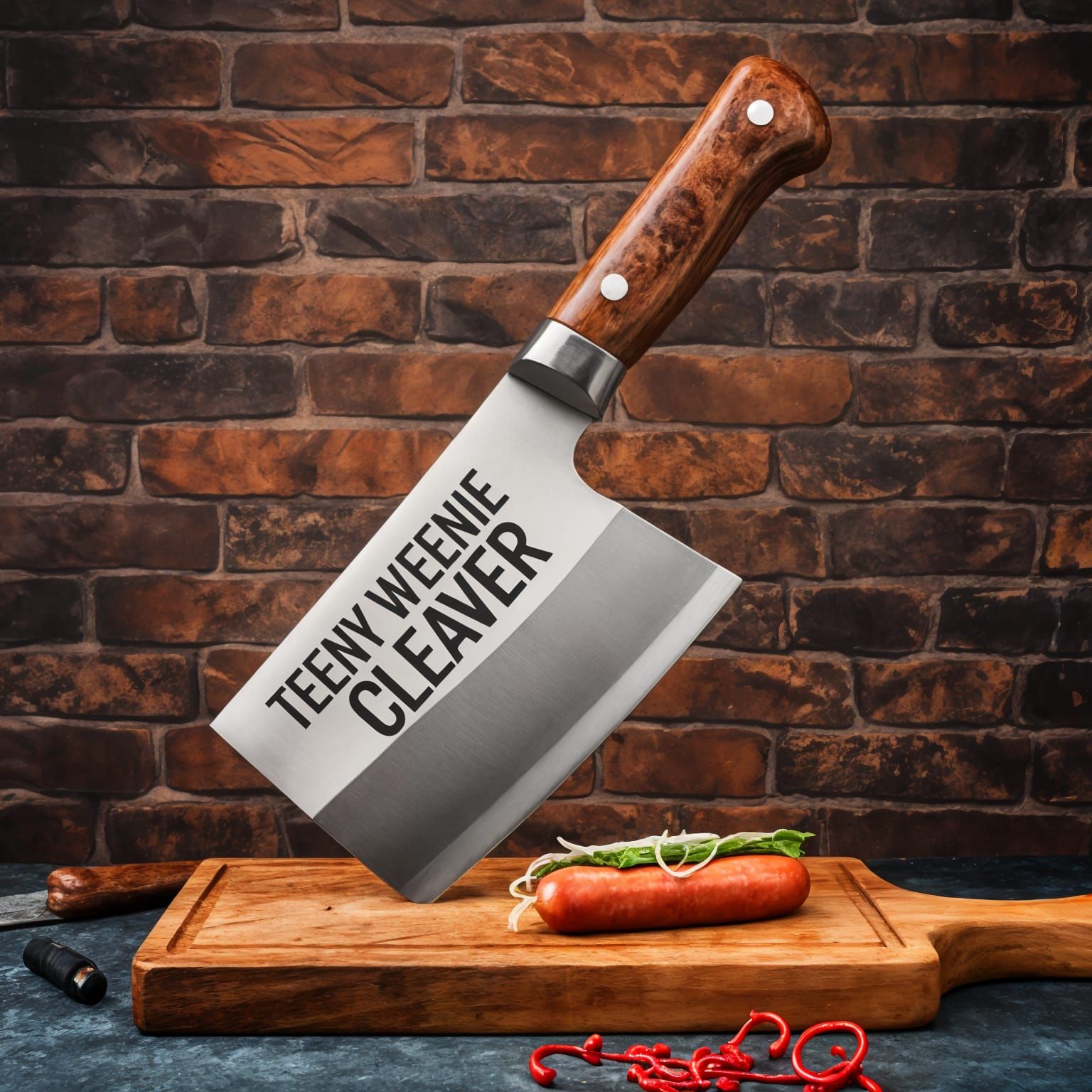 Teeny Weenie Cleaver on Cutting Board