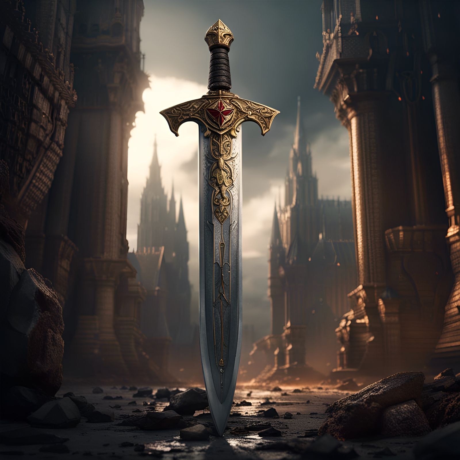 Templar Sword in Epic Digital Matte Painting