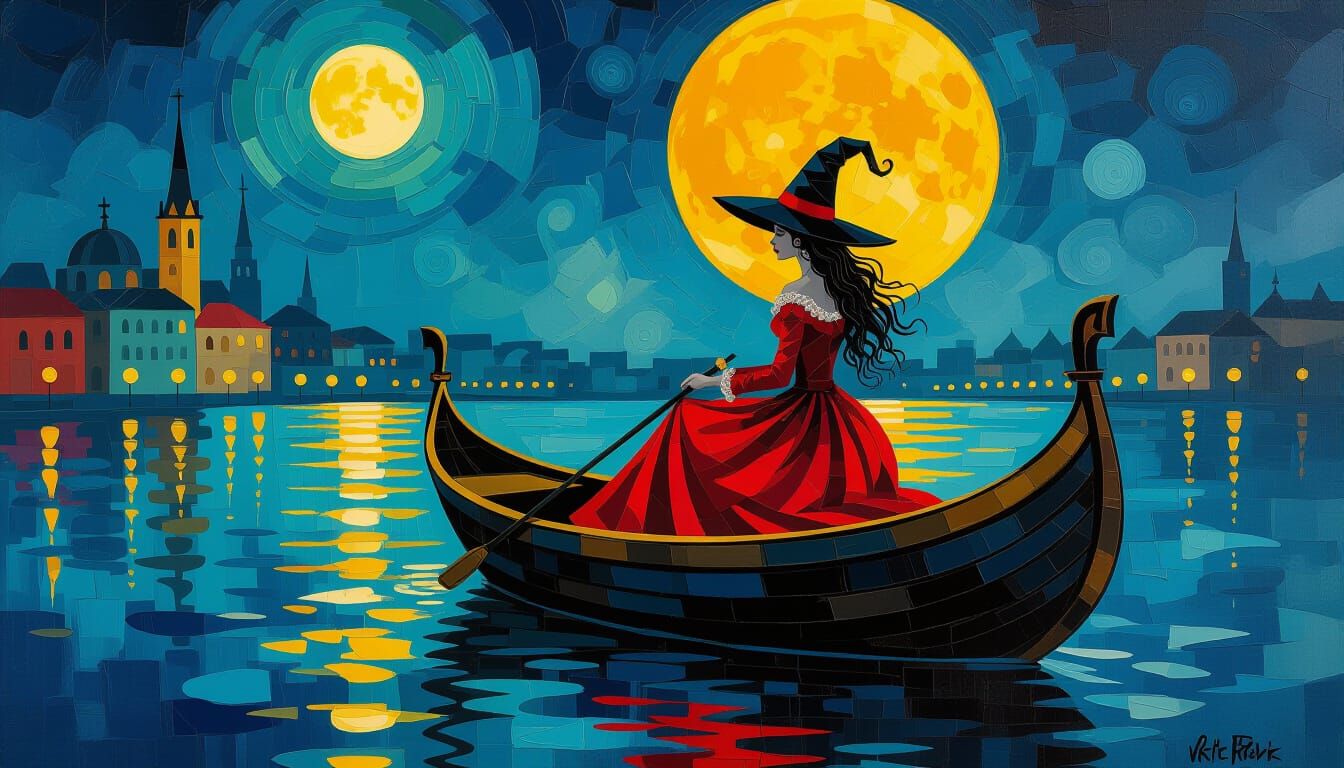 Steampunk Halloween Witch in Red Dress by Blood Moon