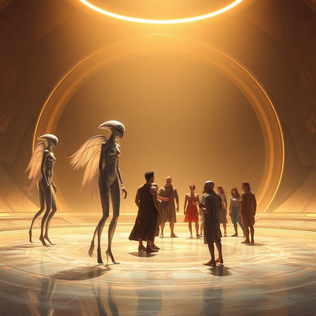 Aliens Meet Humans in Futuristic Chamber