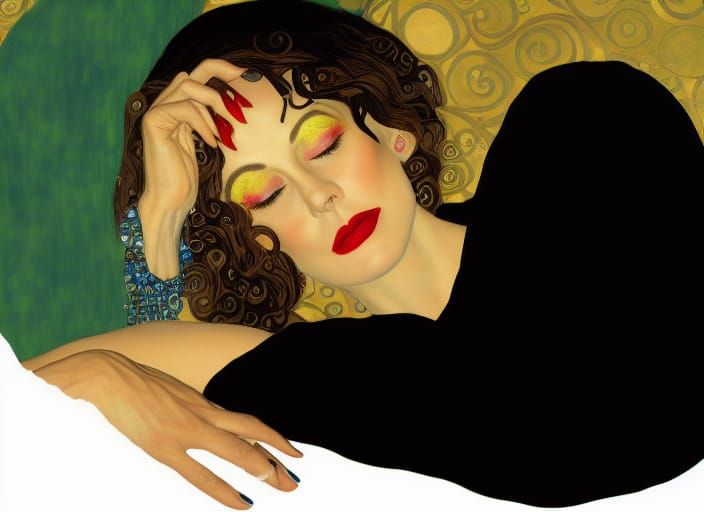 Radiant Woman: A Digital Painting in Klimt Style