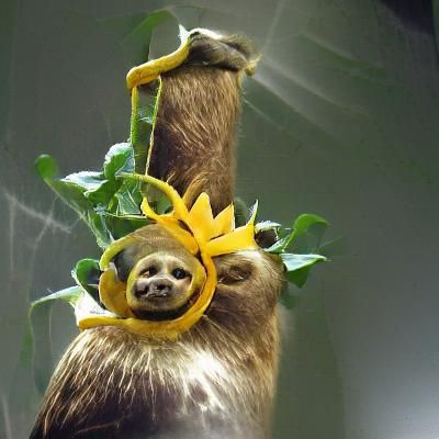 Sloth with Sunflower Crown