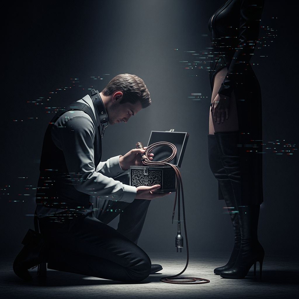 Submissive Man and Dominant Woman with Glitch Effects