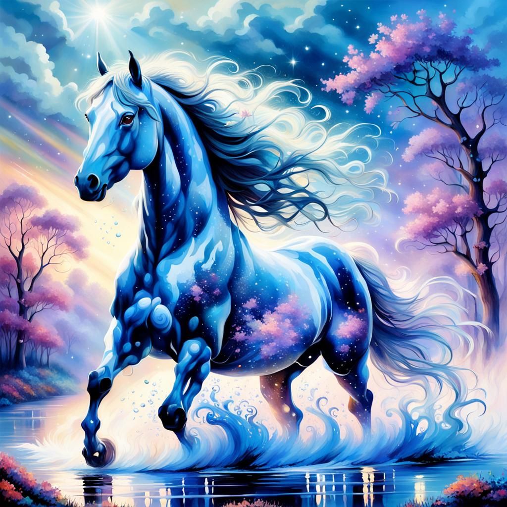 Whimsical Horse in Ethereal Fantasy Landscape