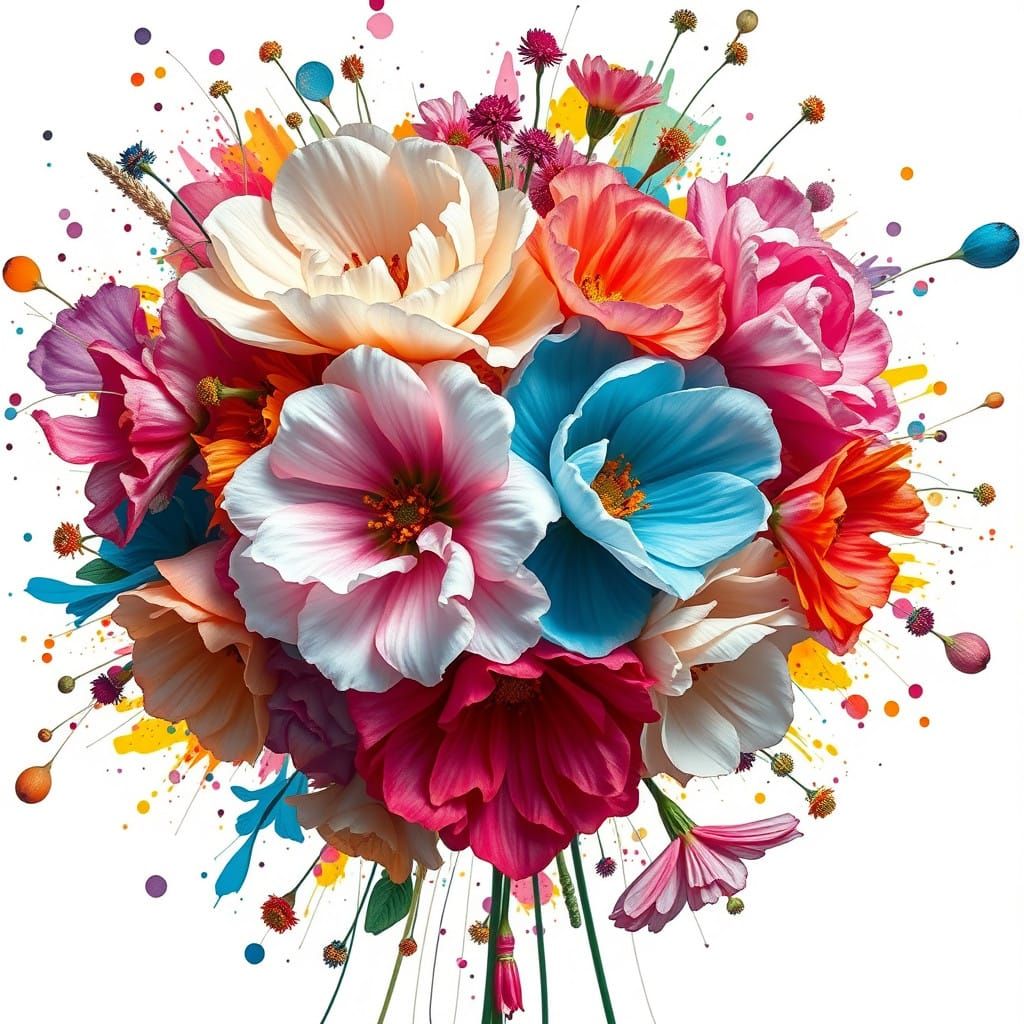 Vibrant Floral Explosion in Hyper-Realistic Style