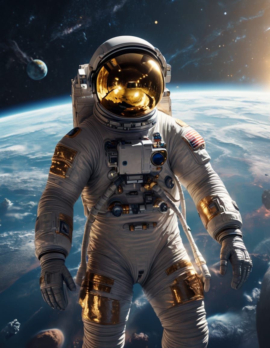 Astronaut Explores Space in Vibrant, 8K Digital Painting