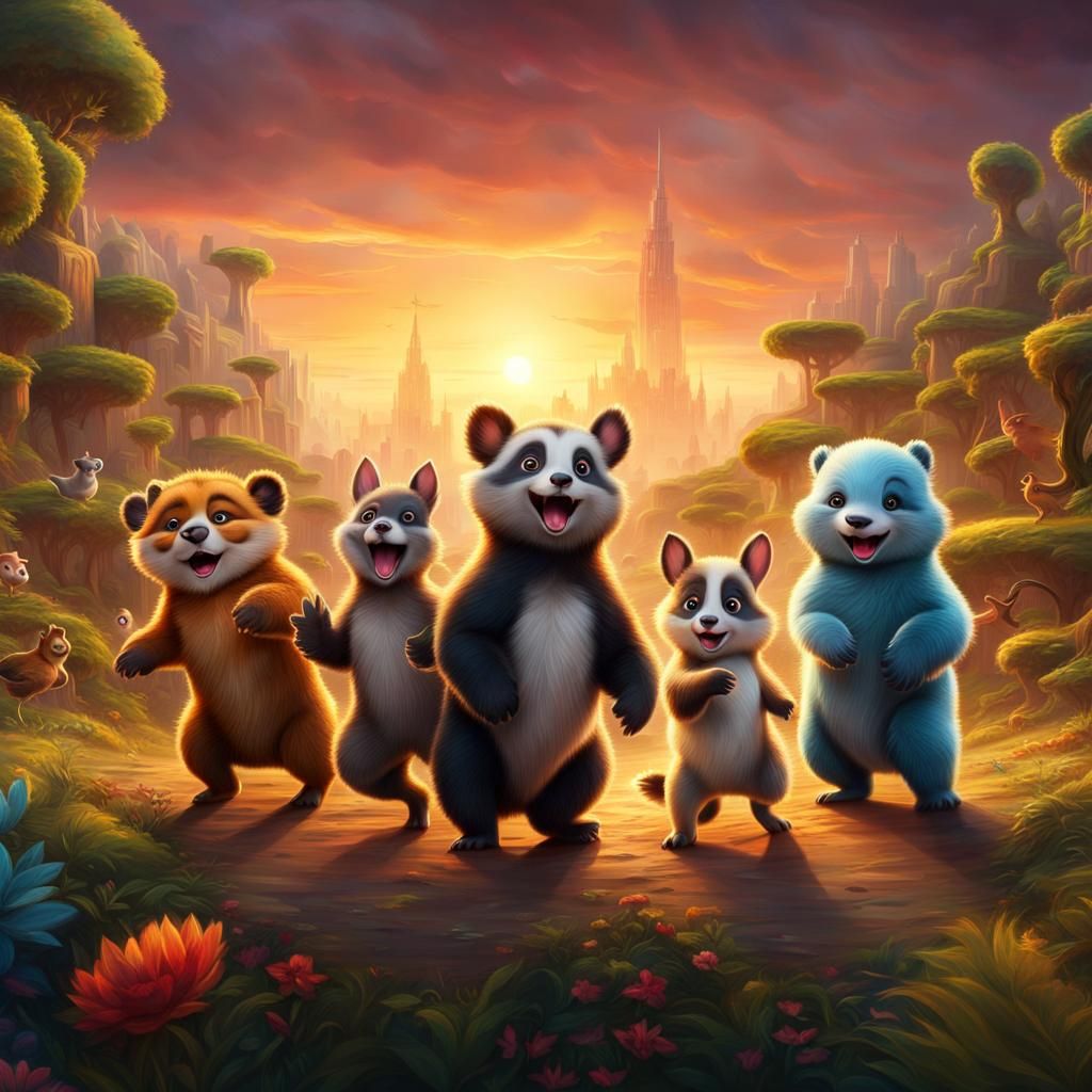 Cute Animals Dancing: Epic Digital Matte Painting