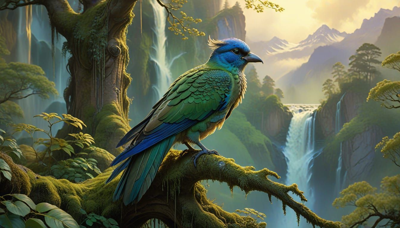 Majestic Bird in Ethereal Landscape
