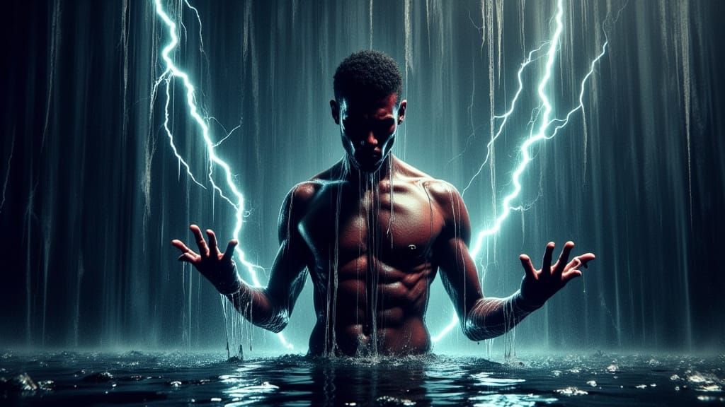 Cyberpunk Man Emerges: Dramatic Fish Eye Lens View