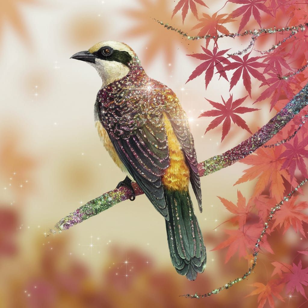 Exotic African Raya Bird in Vintage Watercolor Style