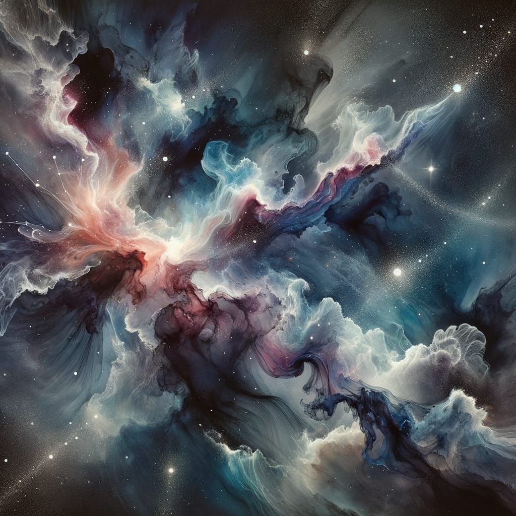 Cosmic Ink Constellations: Abstract Watercolor Nebulae
