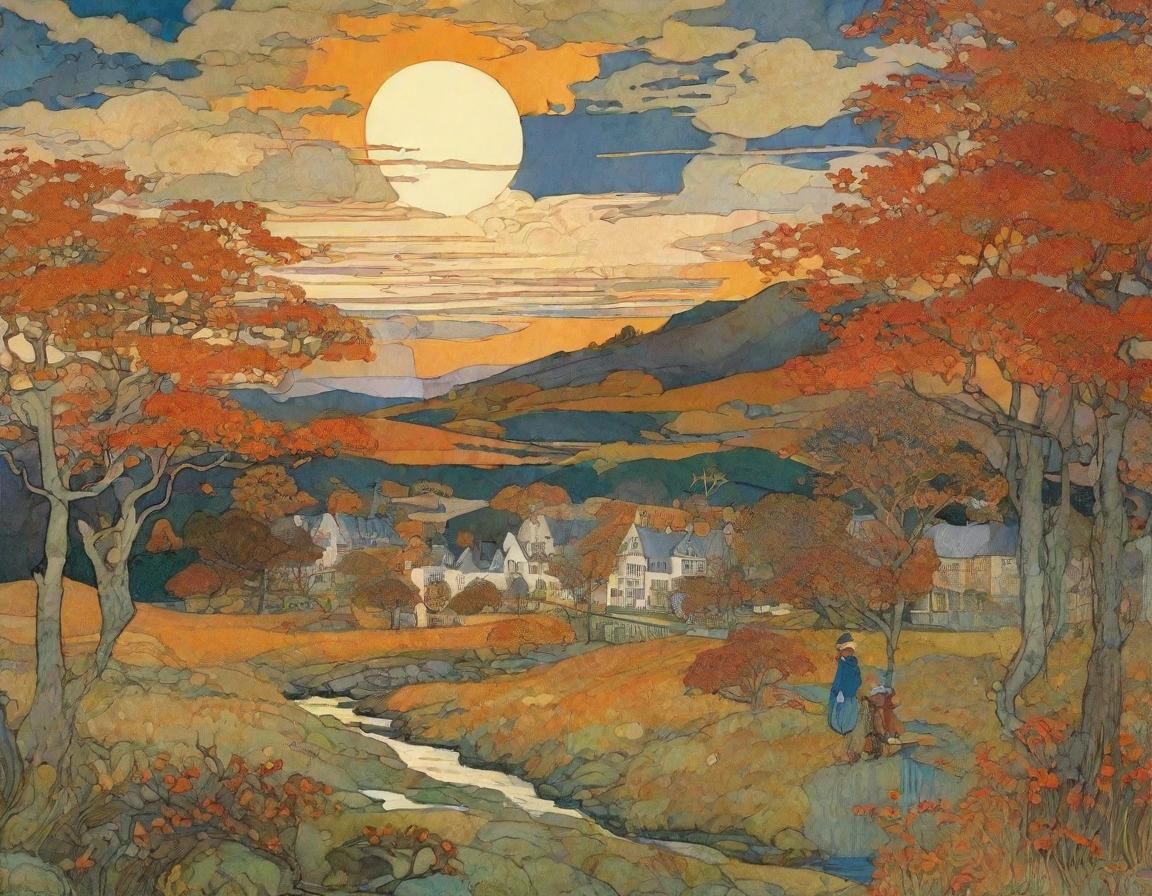 Scottish Autumn Landscape Shines in Evening Light