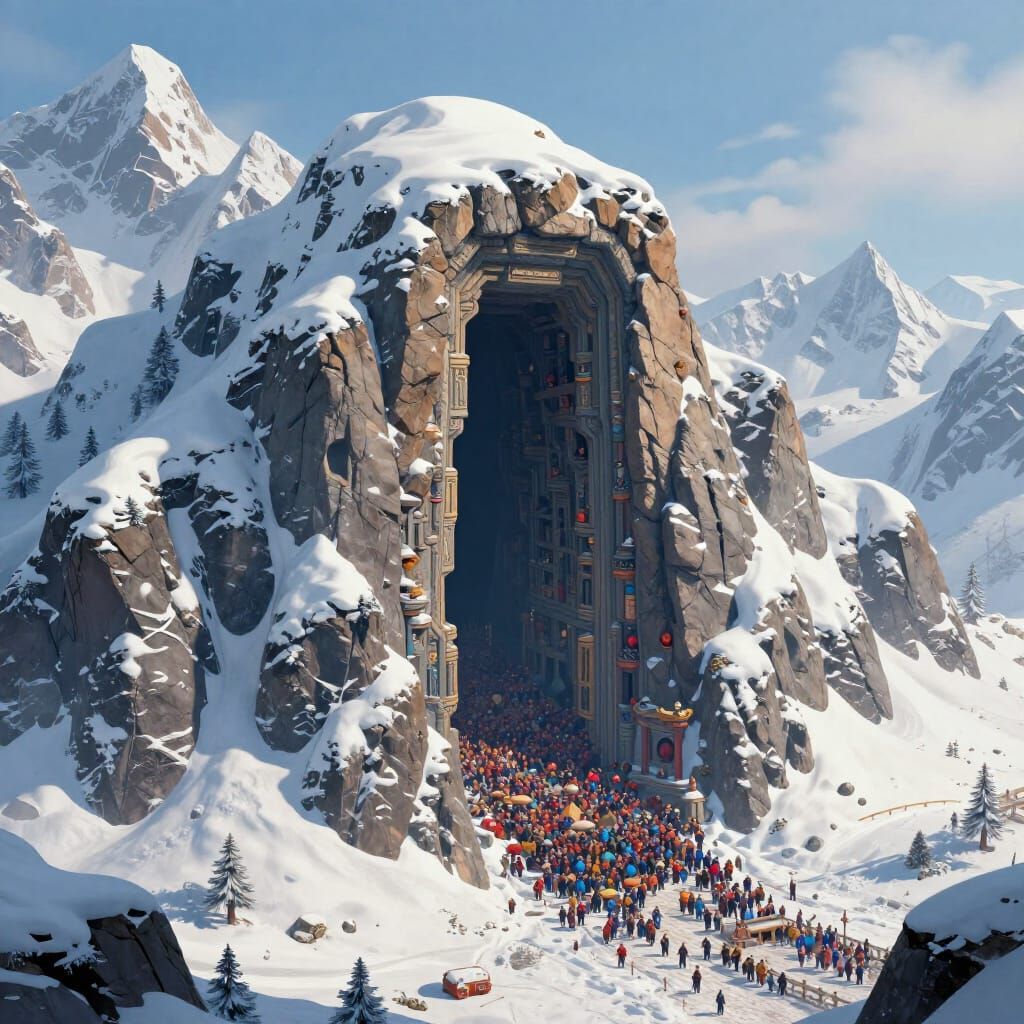 Massive Mountain Doorway in Epic Matte Painting Style