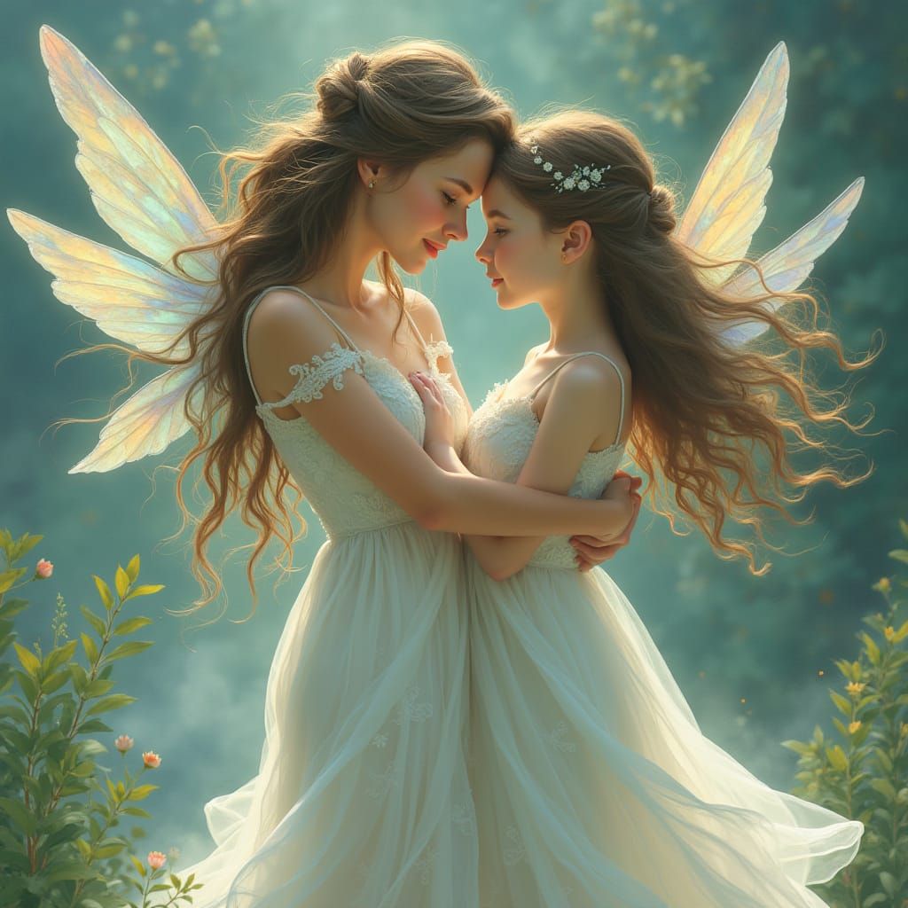 Fairies Transformation by the Ocean in Whimsical Style