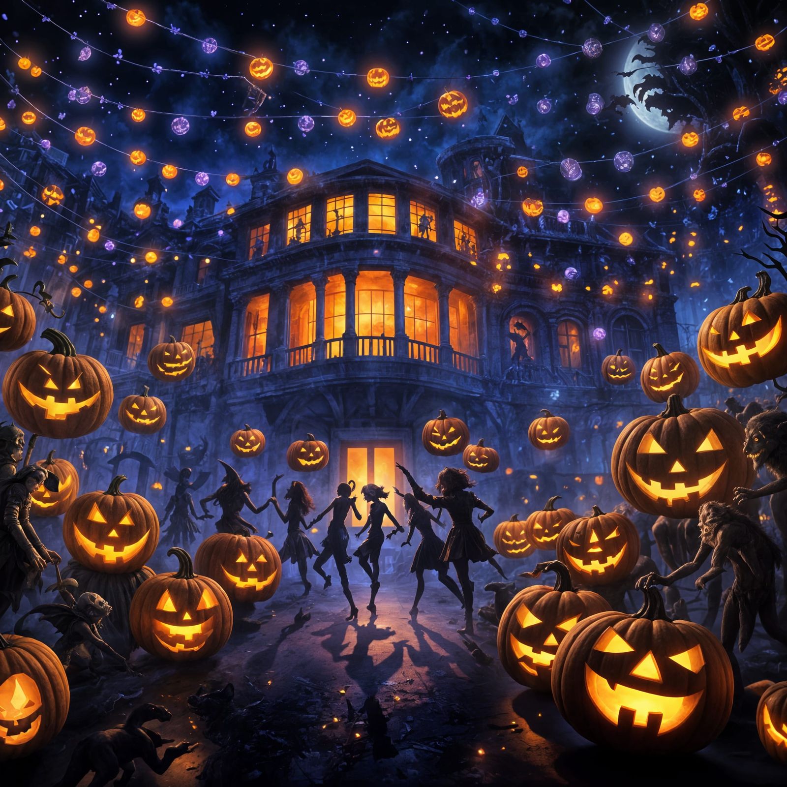 Halloween Creatures Dance: Digital Matte Painting