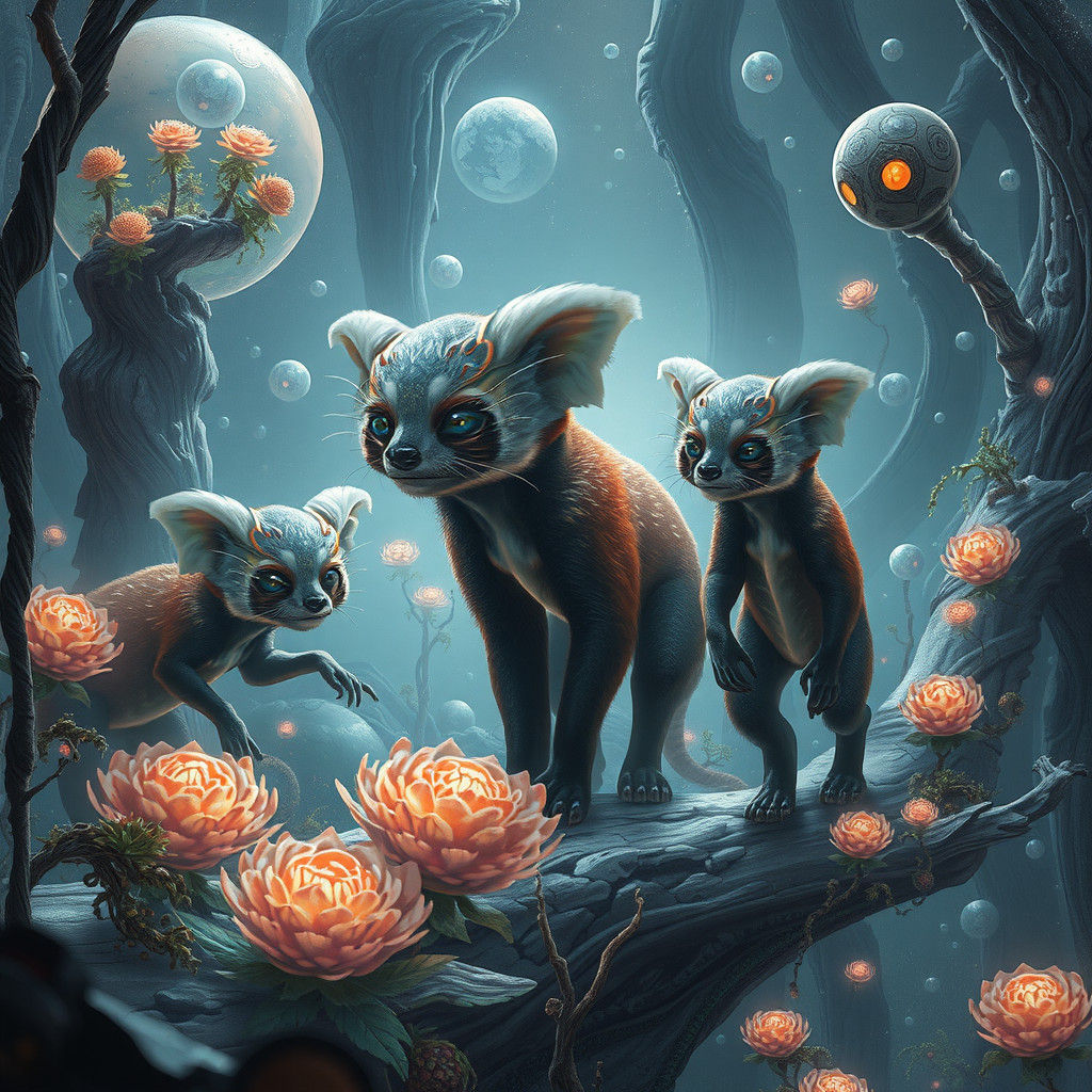 Iridescent Alien World: Panda-like Creatures Evolved